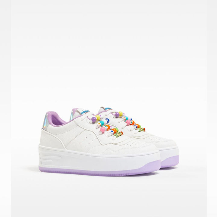 Bershka-Trainers with decorative iridescent heel detail.