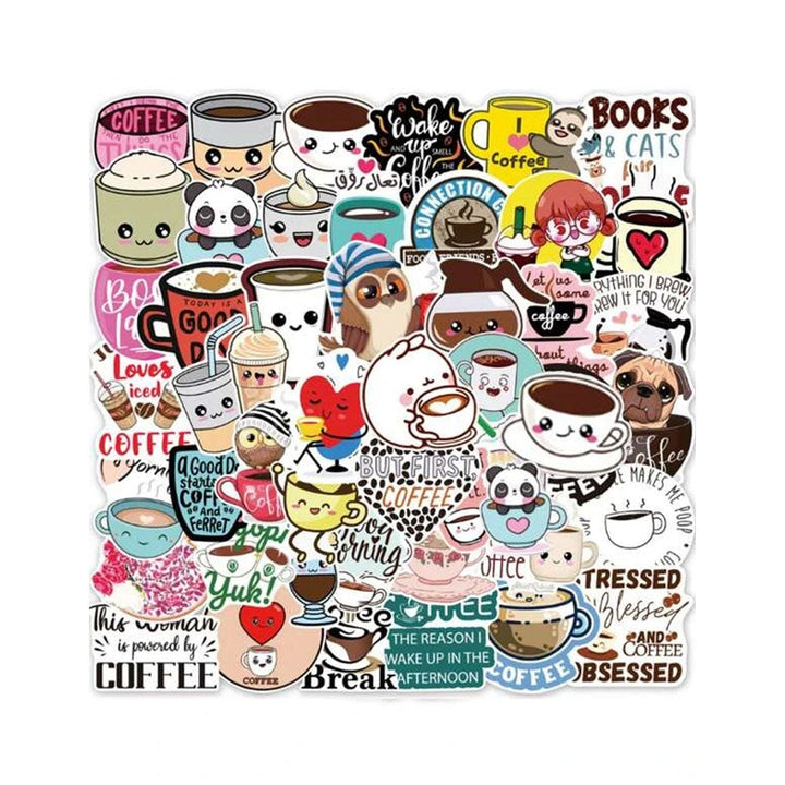 Shein- 50 Pcs Cartoon Coffee Sticker