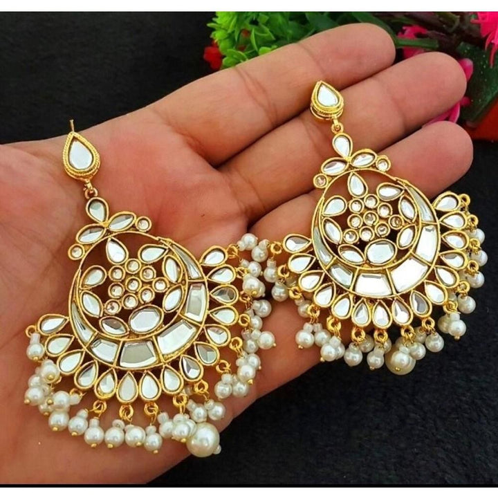 House Of Jewels- Silver Kundan  Dangling  Earrings