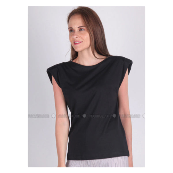 Modanisa- Meliana Black - Crew neck - - Blouses