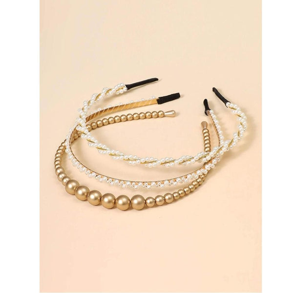 Shein- Hair hoop with artificial pearl beads 3 pairs