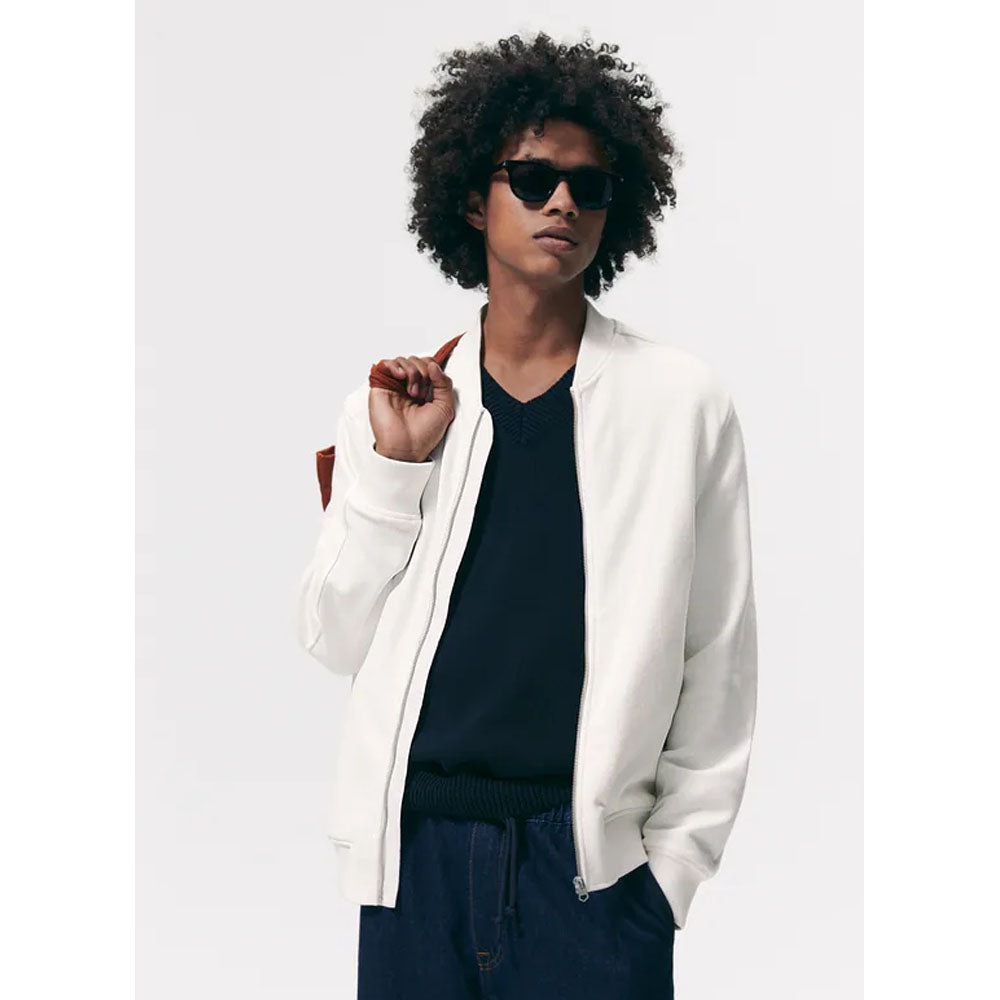 Zara Textured Bomber Jacket Oyster White Bagallery