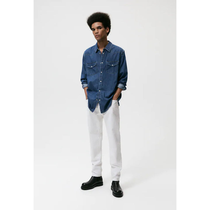 Zara- Topstitched Denim Shirt