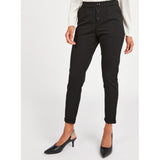 Max Fashion- Black Solid Regular Fit Crepe Trousers with Buttons