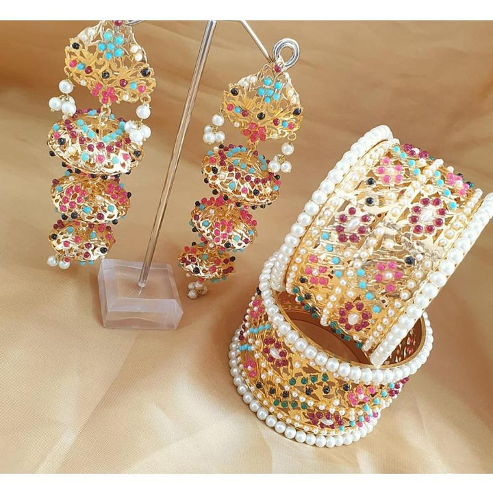 House Of Jewels- Jhumkas and  Bangles Set