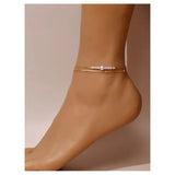 Shein - Faux Pearl Decor Layered Anklet