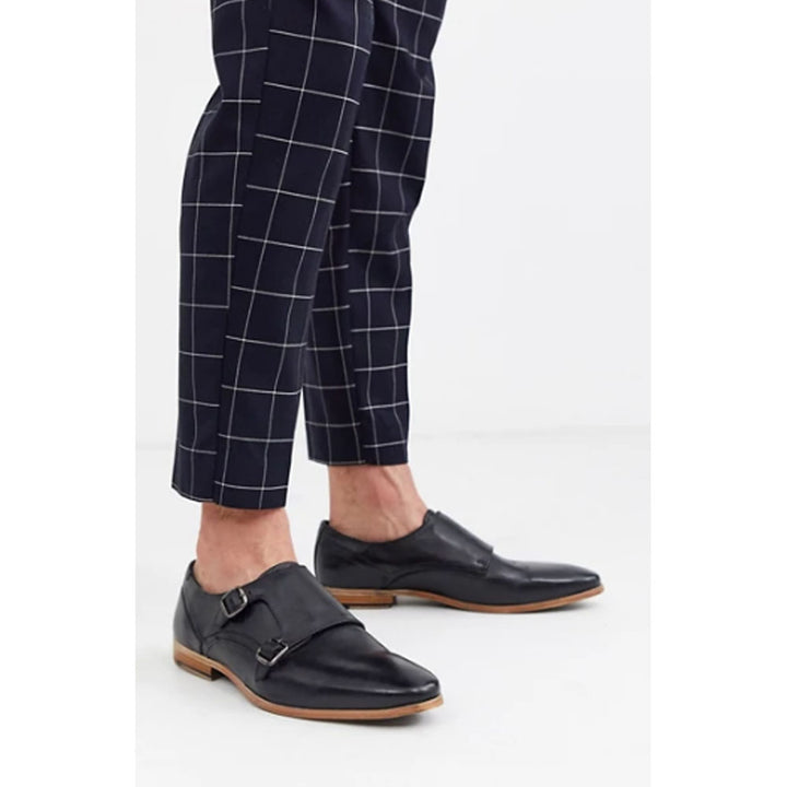 Asos Design- Asos Design Monk Shoes In Black Leather With Natural Sole