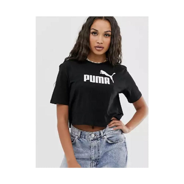 Asos- Puma Essentials cropped logo t-shirt in black