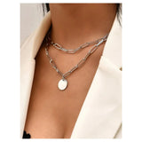 Shein - Round Charm Layered Necklace