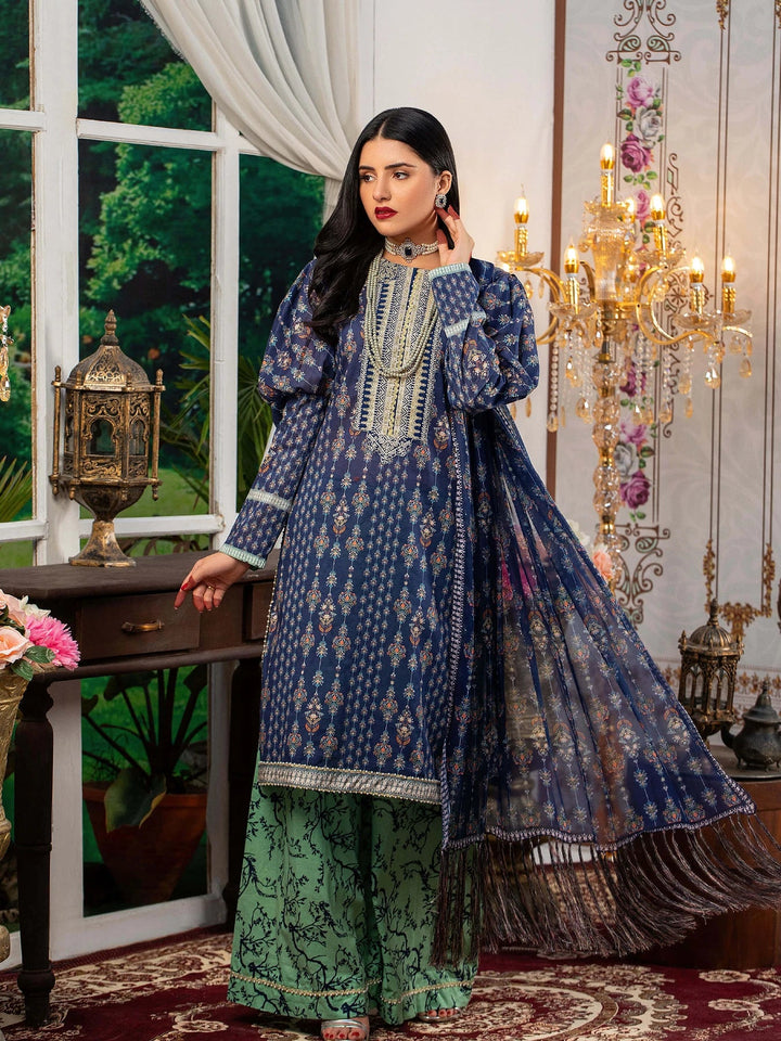 Keshia Noor Un Nisa – 3 Piece Embroidered Unstitched Luxury Lawn