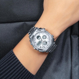 Skmei White Dial Quartz Dual Display Silver Chain Watch
