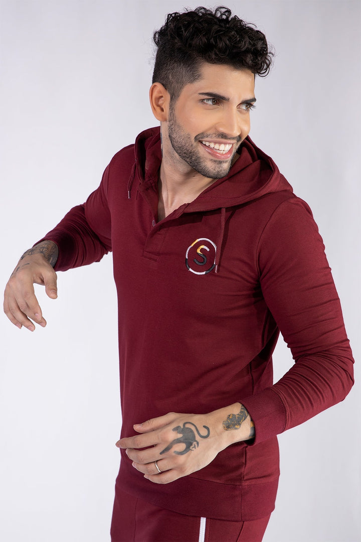 Sclothers- Maroon Camo Embroidered Hoodie - W21 - MH0020R