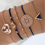 Shein- Fashion Jewellery 5 Pcs Heart Map And Moon Trangle Charm Bracelet