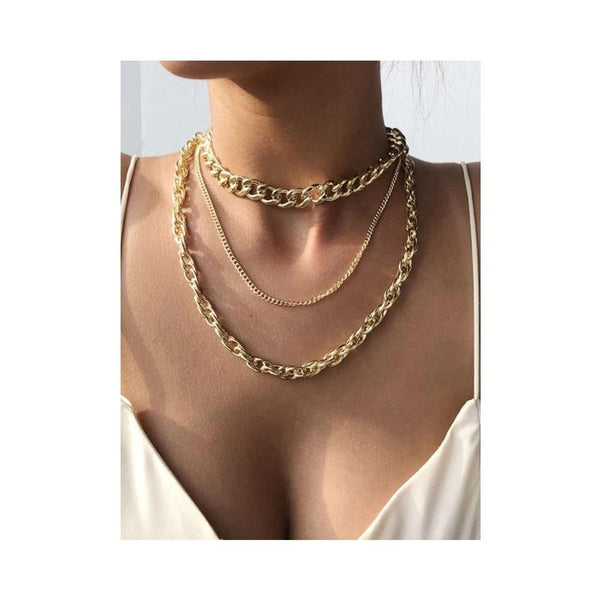 Romwe- 1pc Layered Chain Necklace