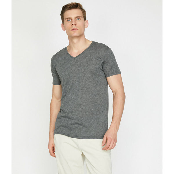 Koton- V Neck T-Shirt - Anthracite