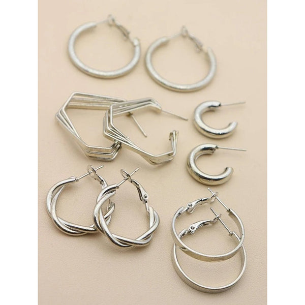 Shein- 5pairs Simple Hoop Earrings