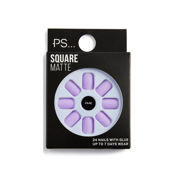 Primark- Sqare Matte Rectangular matte artificial nails- Lilac