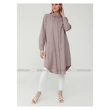 Modanisa- Alia Lilac - Point Collar - Plus Size Tunic