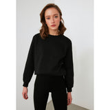Trendyol- Black Printed Knitted Sweatshirt TWOAW21SW1737