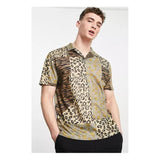 Asos- Design Relaxed Revere Polo T-Shirt in Mixed Animal Print