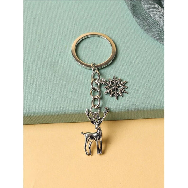 Shein- Snowflake & Deer Charm Keychain