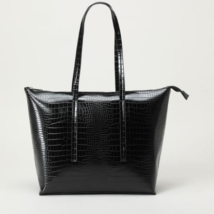 Lefties- Black Faux Leather Tote Bag