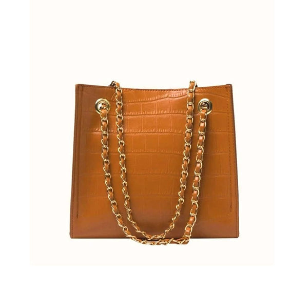 Shein- Brown Croc Embossed Tote Bag