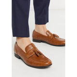 Asos Design- Asos Design Loafers In Tan Faux Leather With Tassel