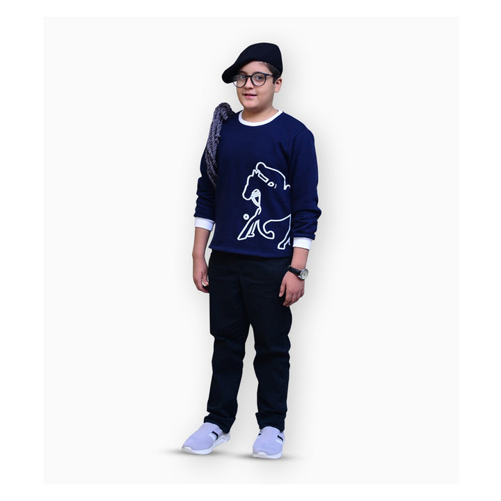 Kids Polo- Sweatshirt Printed - Navy