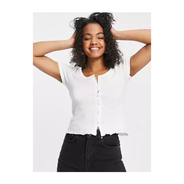 Asos- Brave Soul zelly button down t-shirt with in white