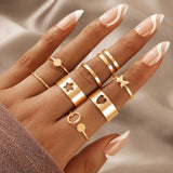 Shein- Fashion Jewellery Eight Piece Love Pentagram Butterfly Ring Set