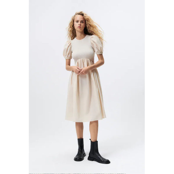 Zara- Combined Dress-  Light mink