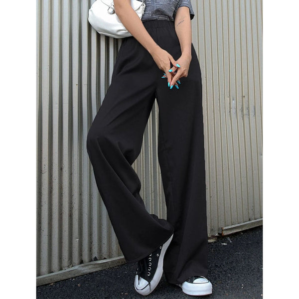 Shein- Elastic Waist Wide Leg Pants- Black