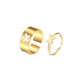 Shein- Trendy Couples Gold Silver Butterfly Rings For Women Men Lover Rings Set Friendship Engagement Wedding Open Rings Jewelry