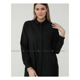 Modanisa- Alia Black - Point Collar - Plus Size Tunic