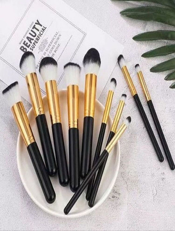 The Original 10 Pcs Make up Brushes Set Black