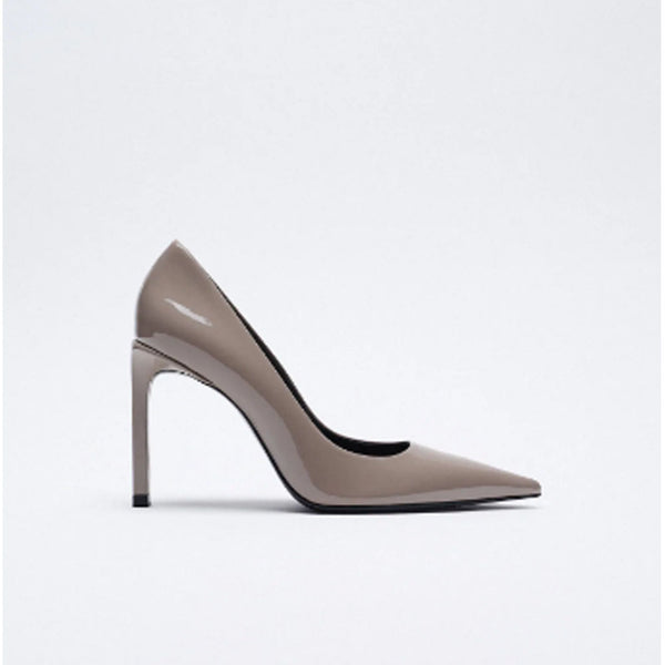 Zara- Faux Patent High-Heel Shoes With Pointed Toe