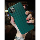 Shein - Woven Pattern Phone Case Green
