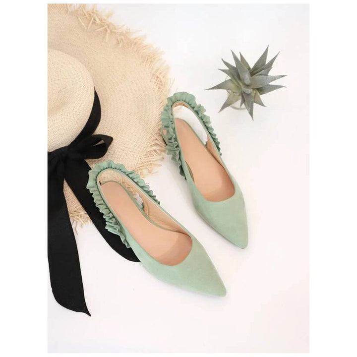 Shein- Ruffle Trim Slingback Flats Mint Green