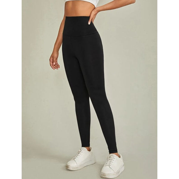 Shein- Solid Wideband Waist Leggings- Black