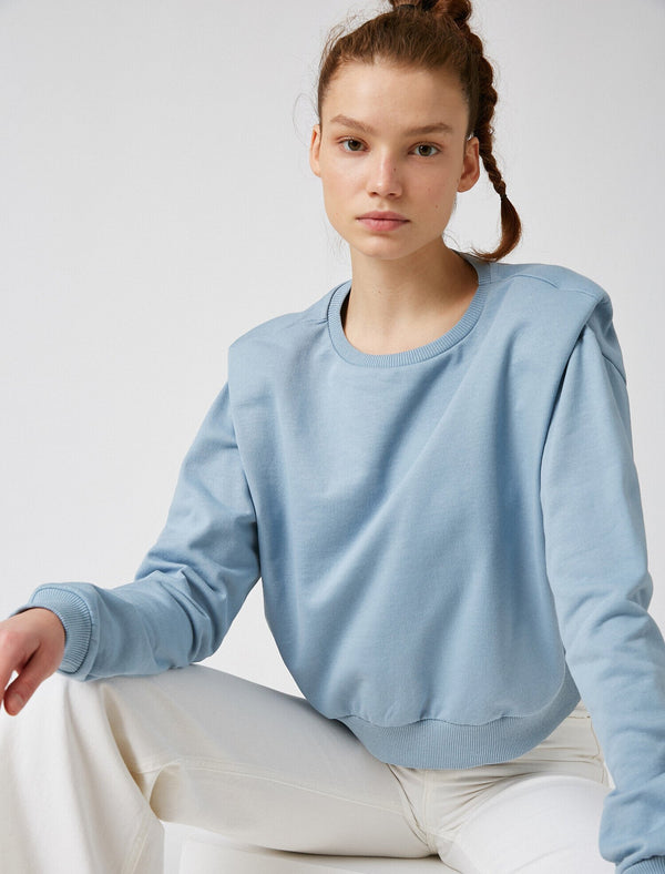 Koton- Crew Neck Sweatshirt- Blue