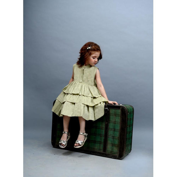 Kids Polo Association- Frilled Frock Green