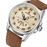 Naviforce- Nf9124 Men Watch Sport Leather Strap Simple Dial Male Quartz Wrist Watch