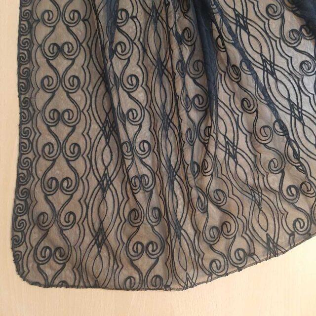 Zardi- Embroided Net Dupatta – Large – Black – ZD822