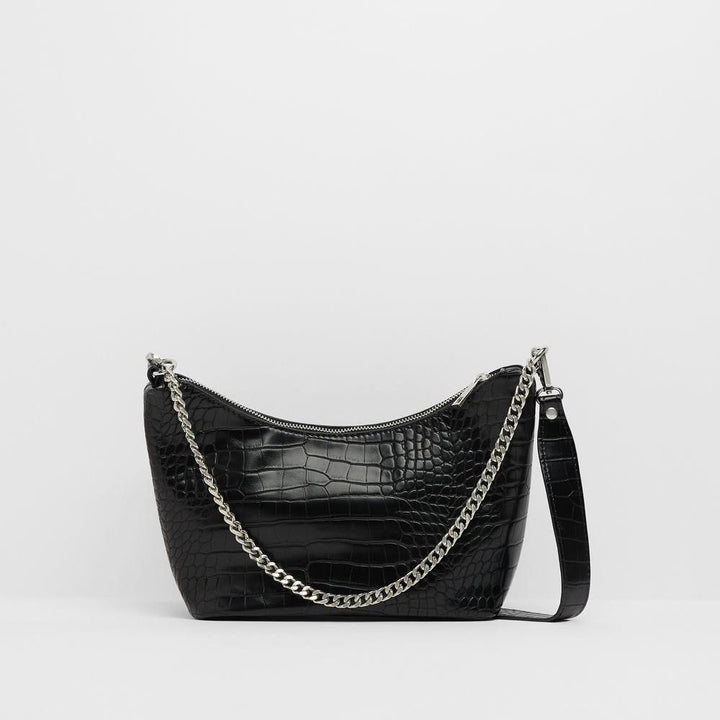 Bershka- Black Mock Croc Bag