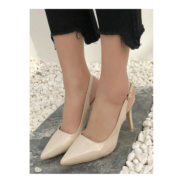 Shein- Heeled shoes with pointed back strap