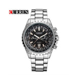Curren- Water Resistant Japan quartz Wrist Watch For Men- 8053- Silver Black