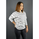 Aksesuargo- Black and White Striped Oversize Sweatshirts BYZ14CZG