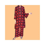 Zardi- 2 Piece – Stitched – Linen Kurti With Palazo – Red – ZK99