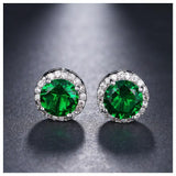 Dama Rusa- Green Round Zircon Stud Earrings for Women- TM-E-39